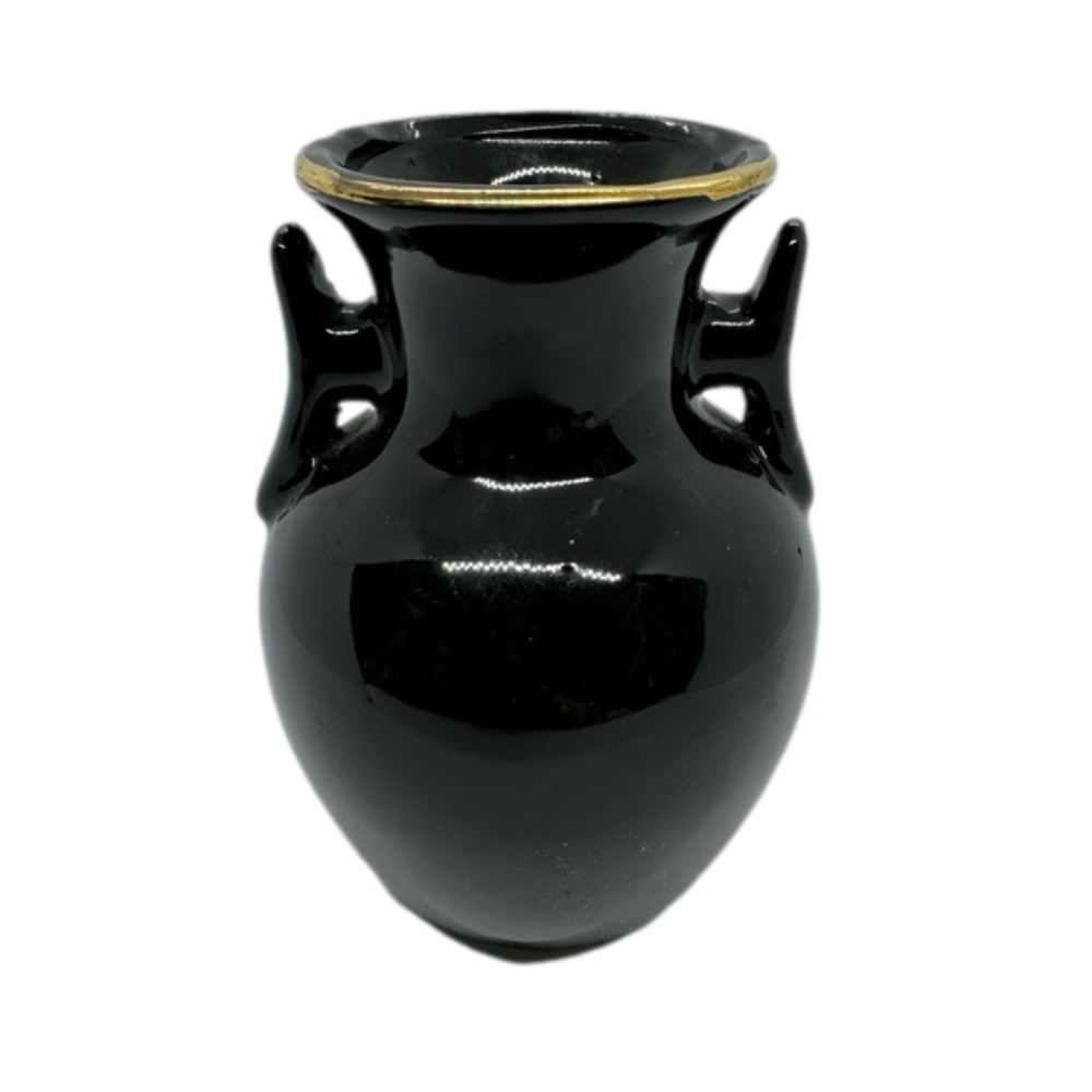 Vintage Japanese Set of 3 Black & Gold Assorted Vases with Golden Pheasant - Picture 7 of 9